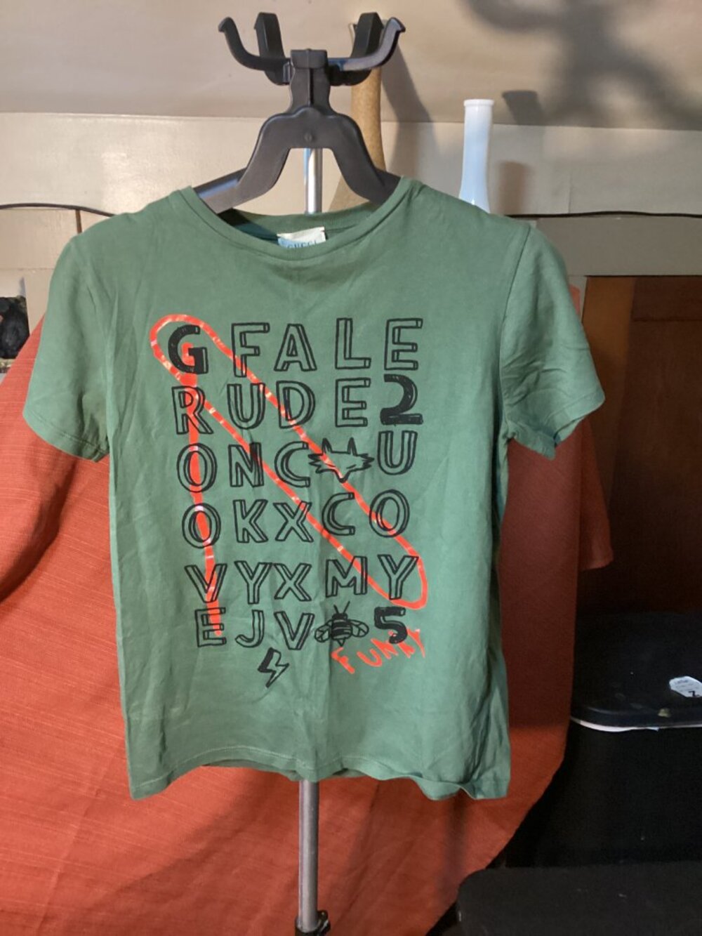Gucci Kids Word Puzzle T-Shirt Green Size 12 Youth 12Y Authentic